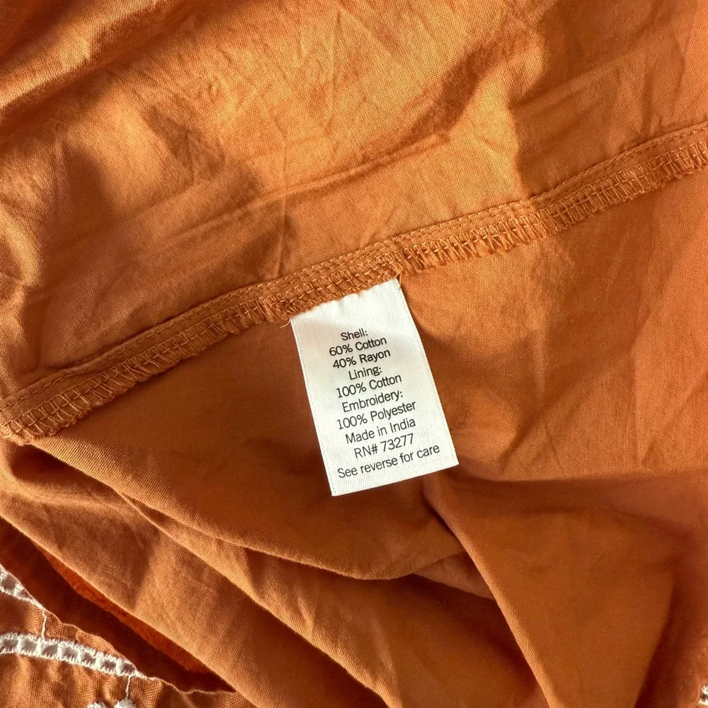 LC Lauren Conrad Burnt Orange Embroidered Skirt Women’s Size Small Maxi - Picture 4 of 7